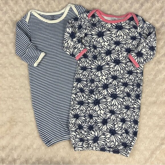 Touched by Nature Sleep Gowns Bundle Size 0-6 Months Stripes Floral - Picture 1 of 6